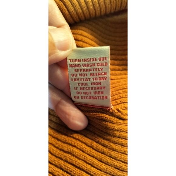 4114) Reba Brown Knit Ribbed 3/4 Sleeve V Neck Studded Sweatshirt Small - Picture 8 of 8